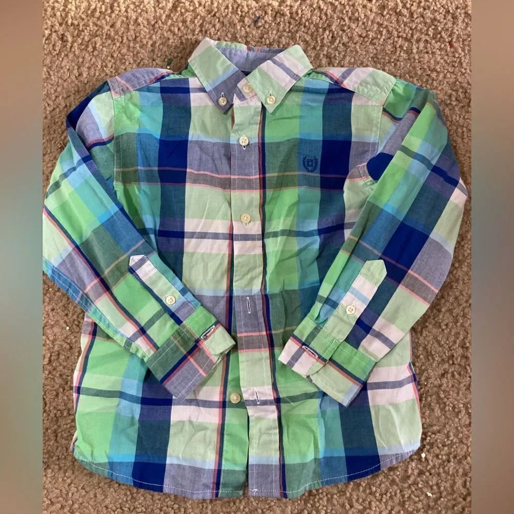 Boys Chaps Plaid Long Sleeve Button Down Shirt